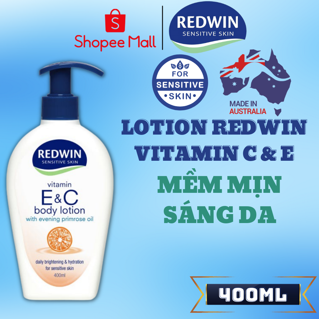 Kem dưỡng redwin vitamin e & c body lotion mềm min sáng da 400ml - q cosmetics