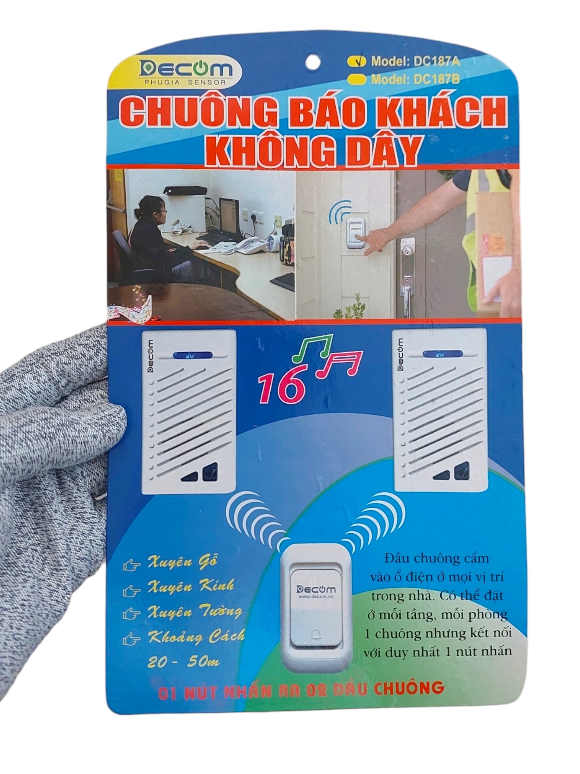 CHUÔNG CỬA ĐÔI KHÔNG DÂY CAO CẤP DECOM