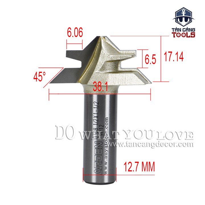 Mũi Router Ghép Góc 90 Độ Arden Cốt 12.7 mm