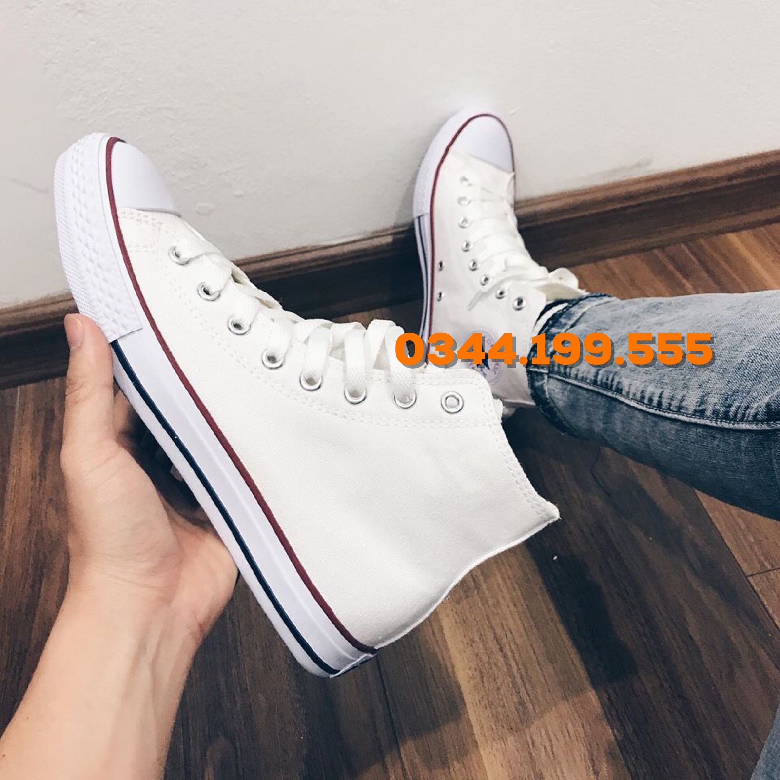 🔥[FULL BOX] Giày Converse Classic Màu Trắng Cao Cổ