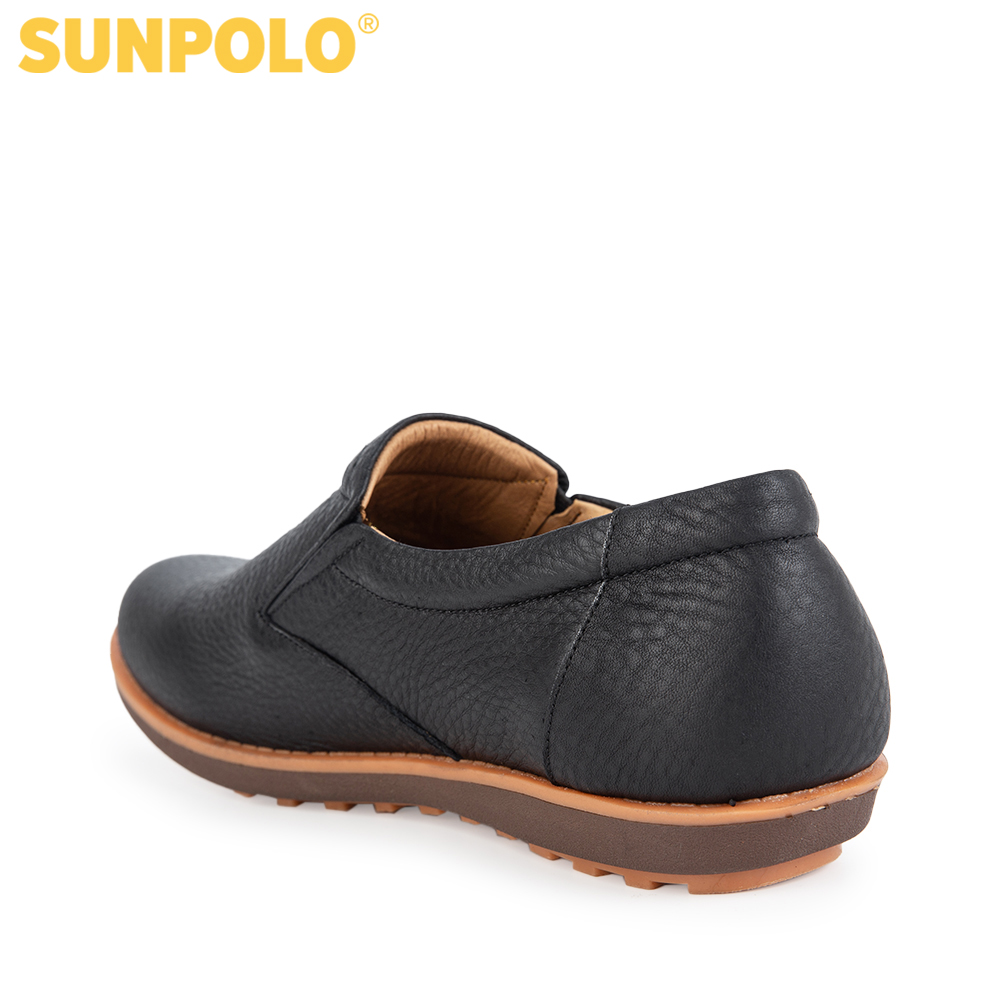 Giày mọi nam da bò SUNPOLO SUMU01 (Đen, Nâu)