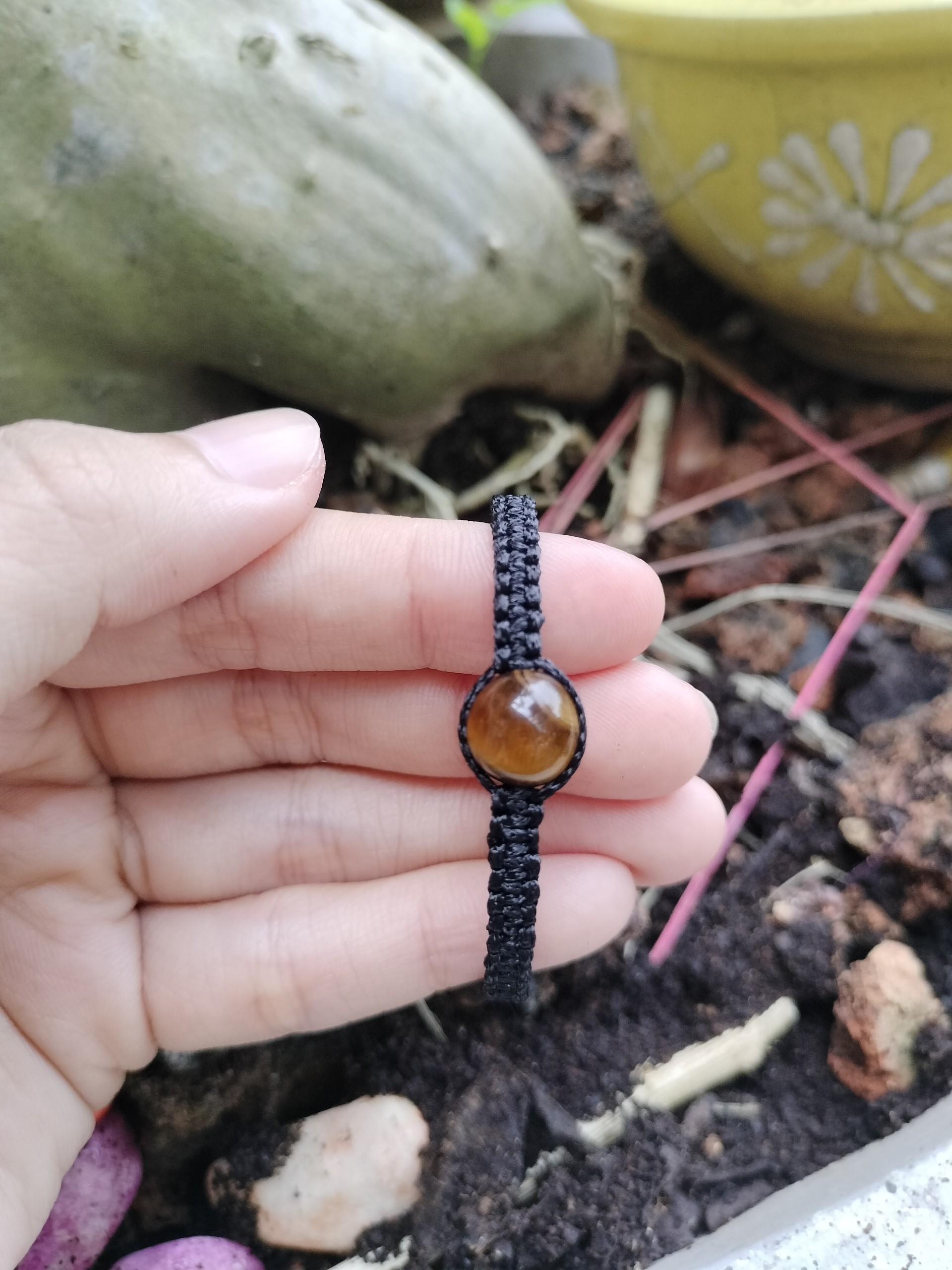 [Mệnh Kim + Mệnh Thổ] Vòng tay tết dây đá mắt hổ