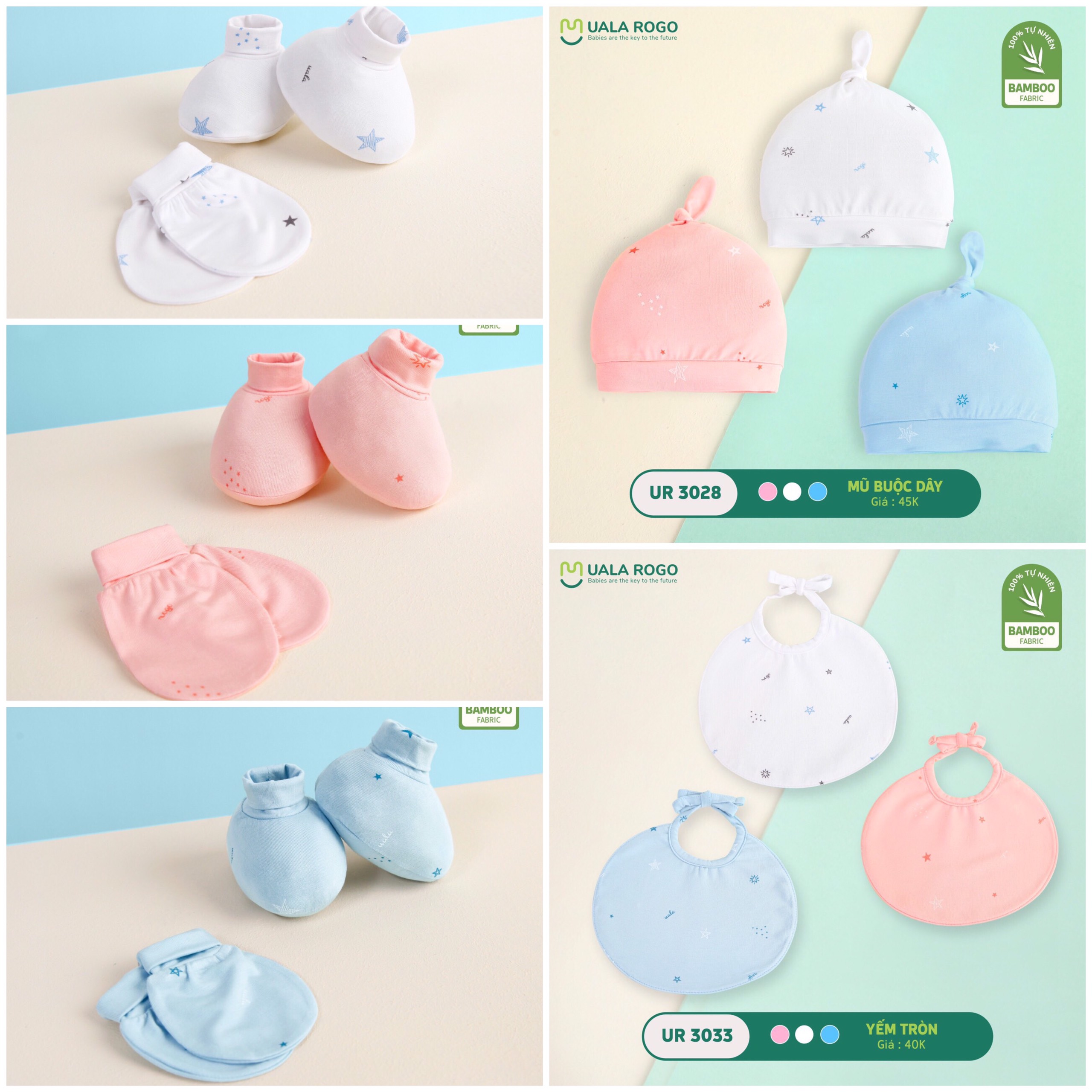 Set bao tay bao chân, mũ , yếm Uala Rogo