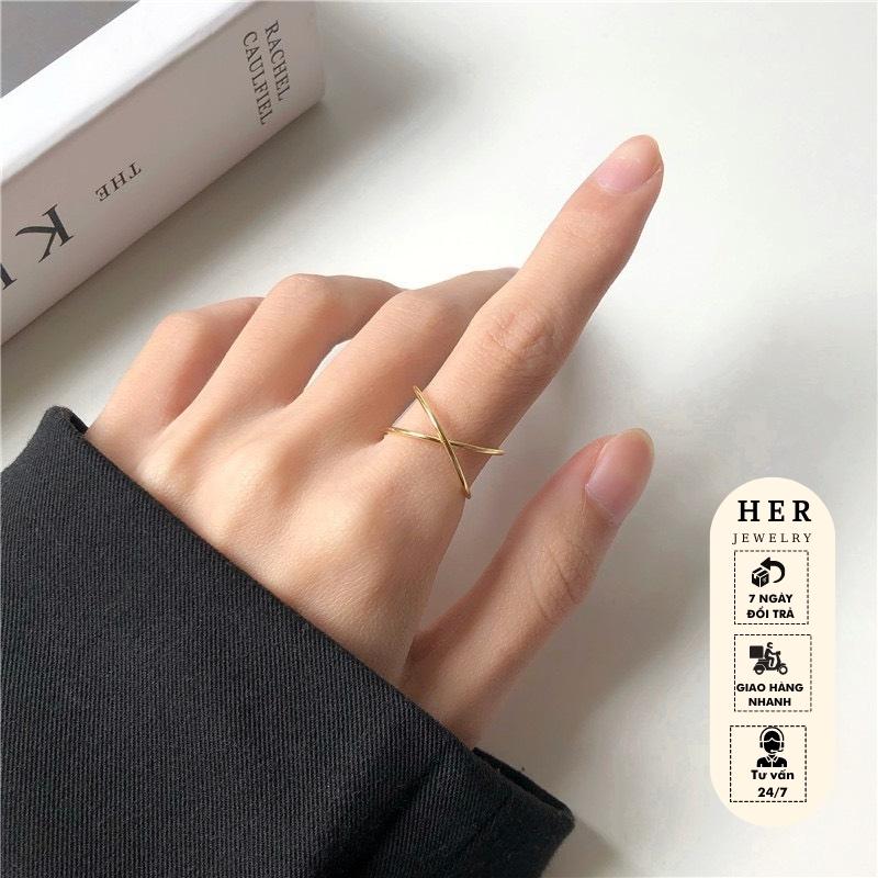 Nhẫn nũ chữ X đơn giản, kiểu dáng basic Her Jewelry N20