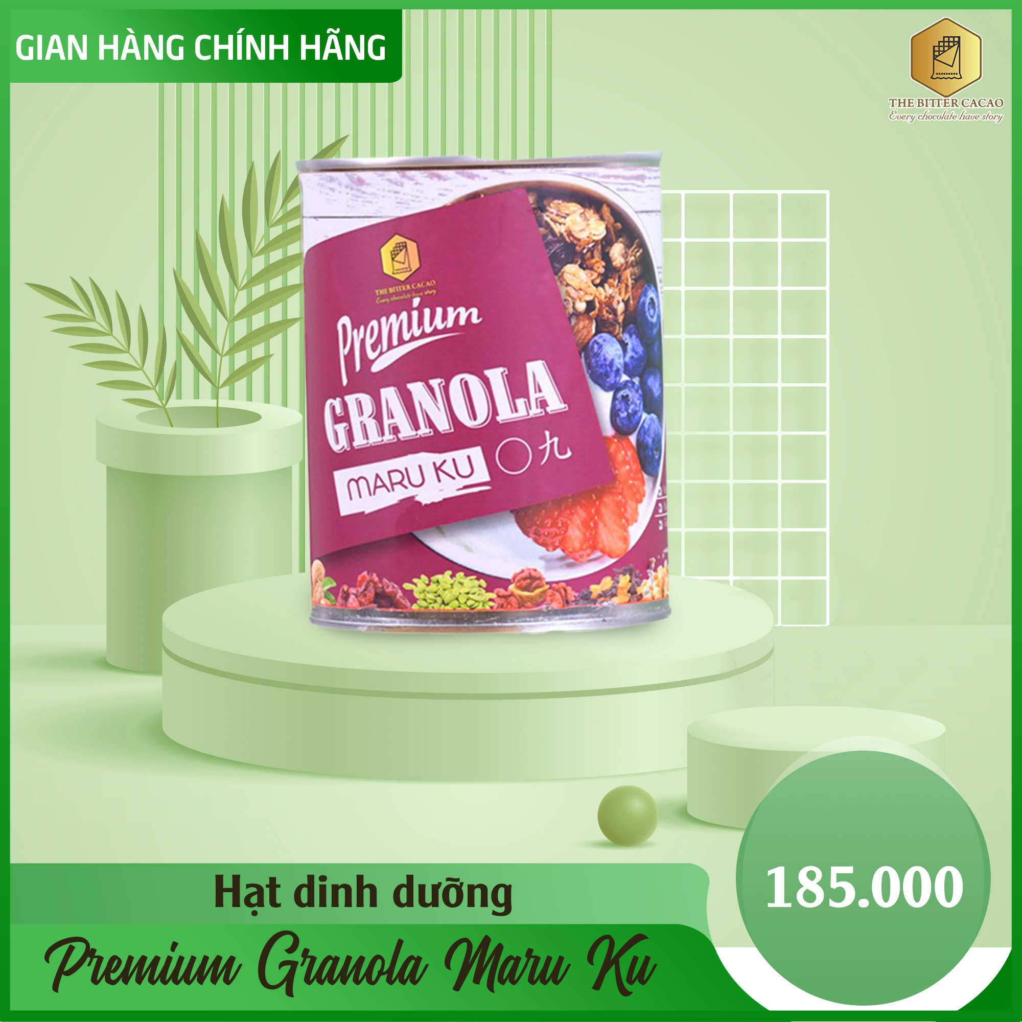Hạt ngũ cốc the bitter cacao premium granola maru ku hộp 500g