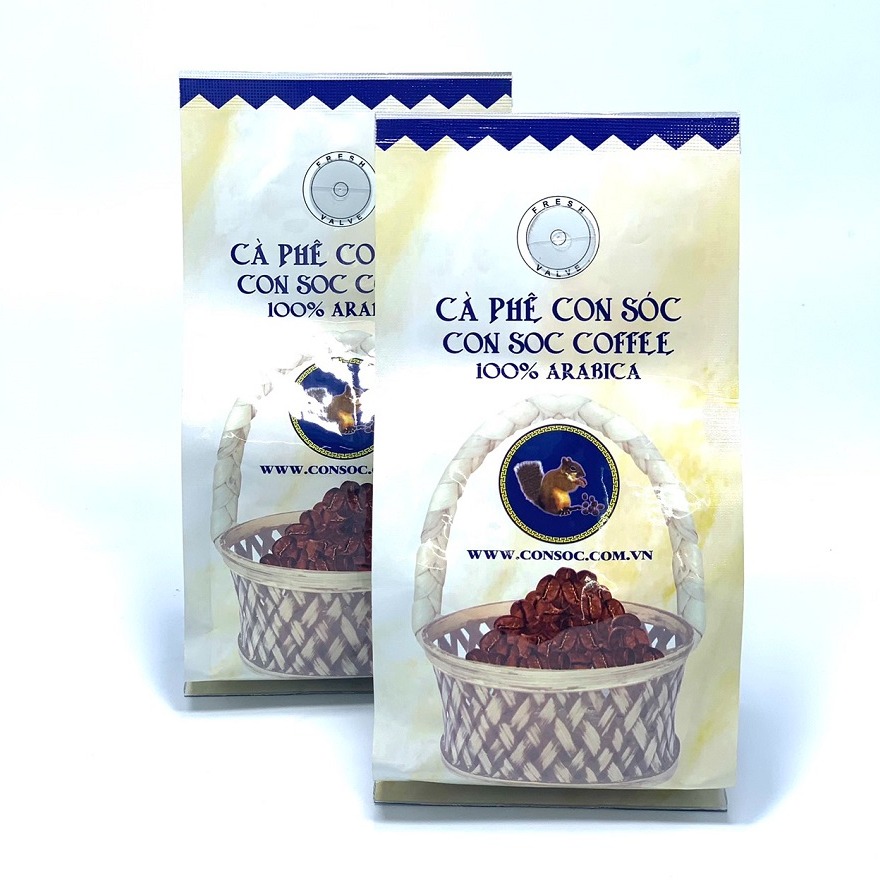 Cà phê hạt Con Sóc Arabica - Cà phê rang phù hợp cho pha phin( Bịch 200gam)