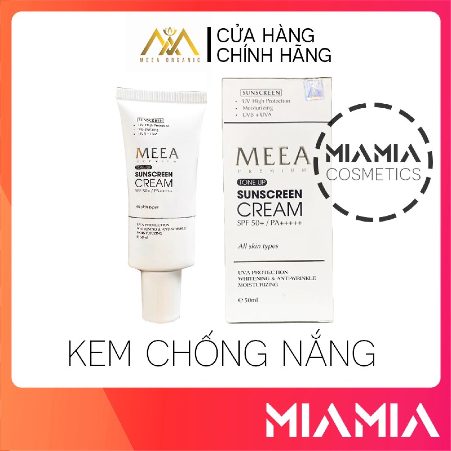 Kem chống nắng meea organic chính hãng full 50ml - chống nắng nâng tone da spf50