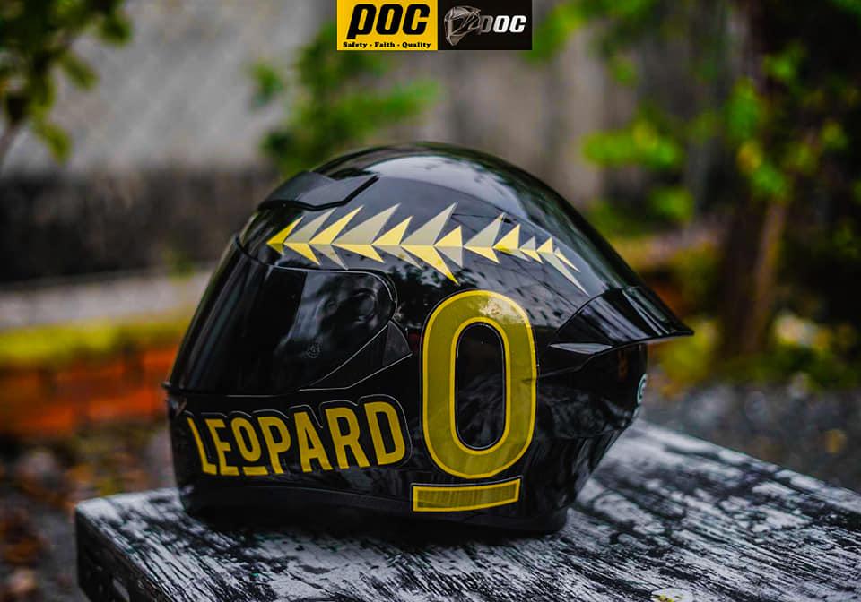 Tem dán nón bảo hiểm Leopard vàng