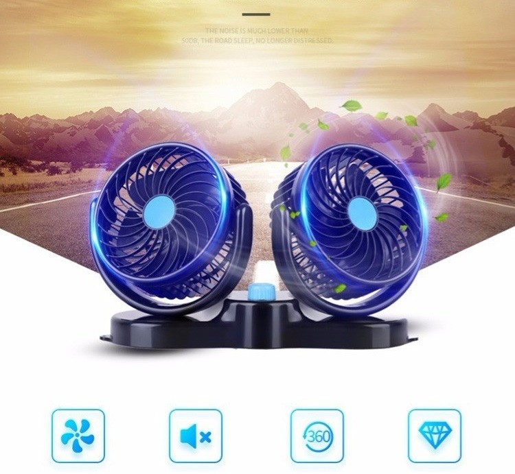 Quạt đôi mini Mitchell 24V cho xe Ô tô