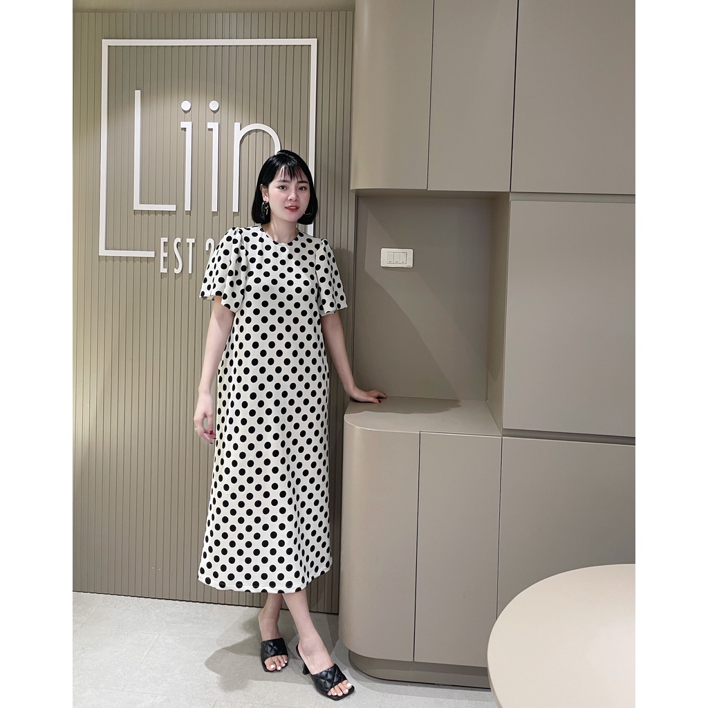 LIIN - Váy tay bồng chấm bi dài