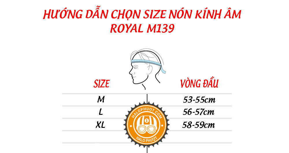 Nón bảo hiểm 3/4 kính âm Royal M139 Xước Bóng