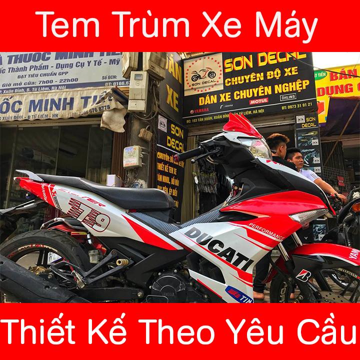 Tem Trùm Exciter 150 Trắng Đỏ Ducati Thể Thao