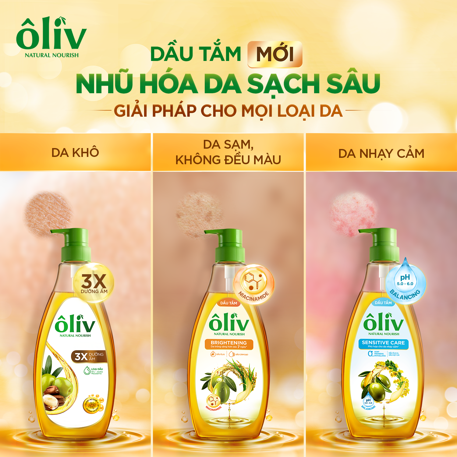 [MỚI] Dầu Tắm Ôliv Nhũ Hóa Da, Sạch Sâu 250ML/650ML/1L
