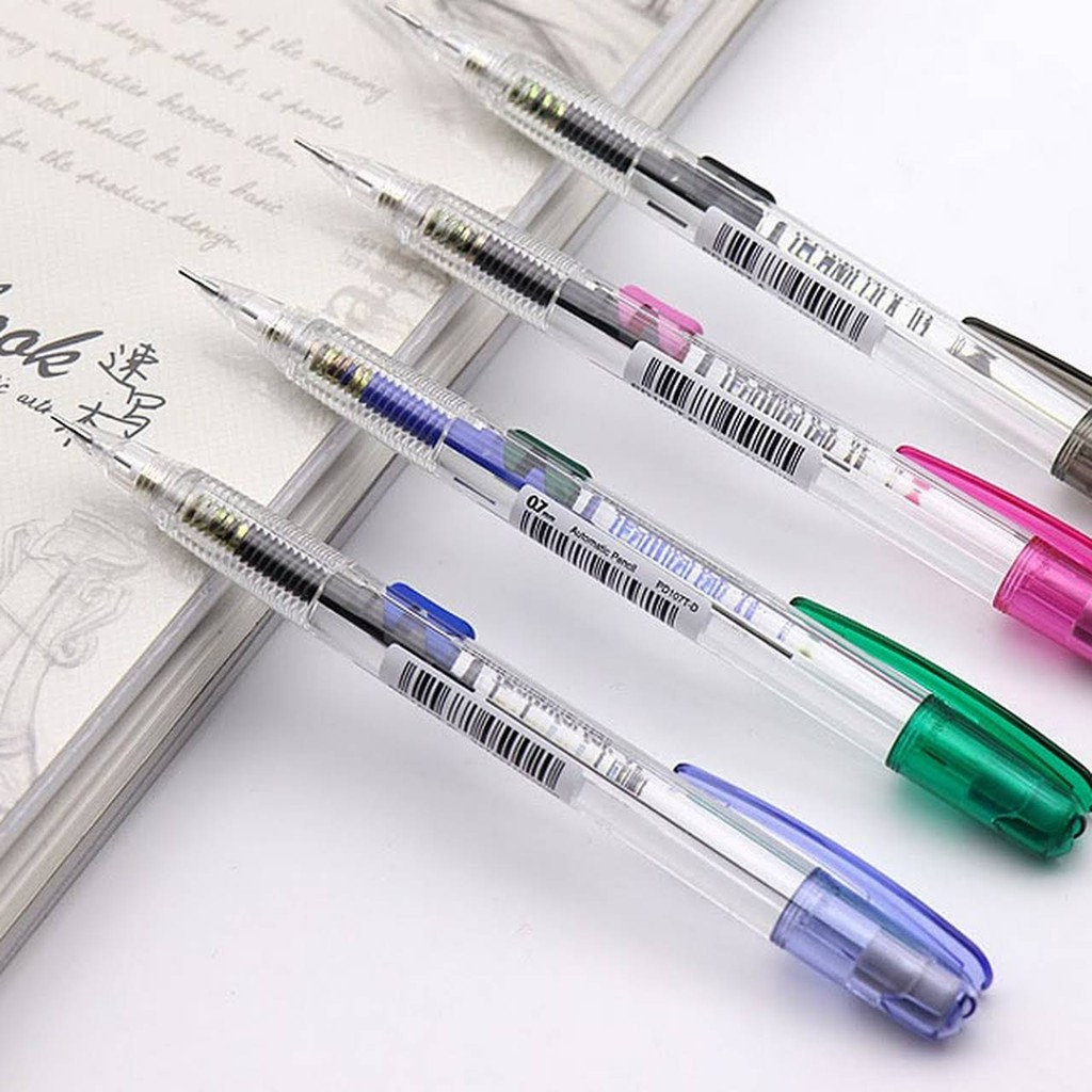 Bút Chì Kim Bấm Nhật Bản Pentel Techniclick Ngòi 0.7mm - PD107T - Thân Nhựa Màu/Trong Suốt - Nút Bấm Giữa Thân