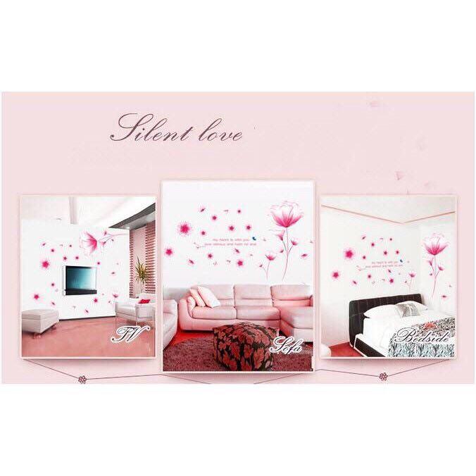 decal dán tường mẫu hoa pha lê hồng mới