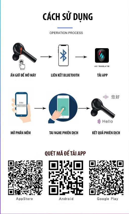 Smart Store - Tai Nghe Bluetooth Phiên Dịch (Trắng)