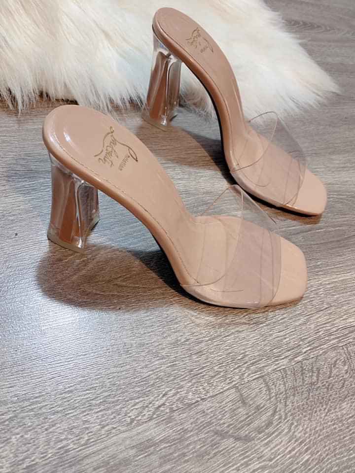 Guốc nữ cao gót quai trong gót vát sơn trong 8cm siêu rẻ, siêu đẹp-528