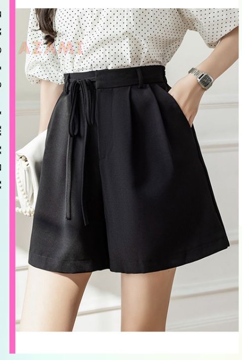 Quần short nữ cạp cao quần sooc nữ ống rộng cột dây nơ eo chất Ruby mềm mịn
