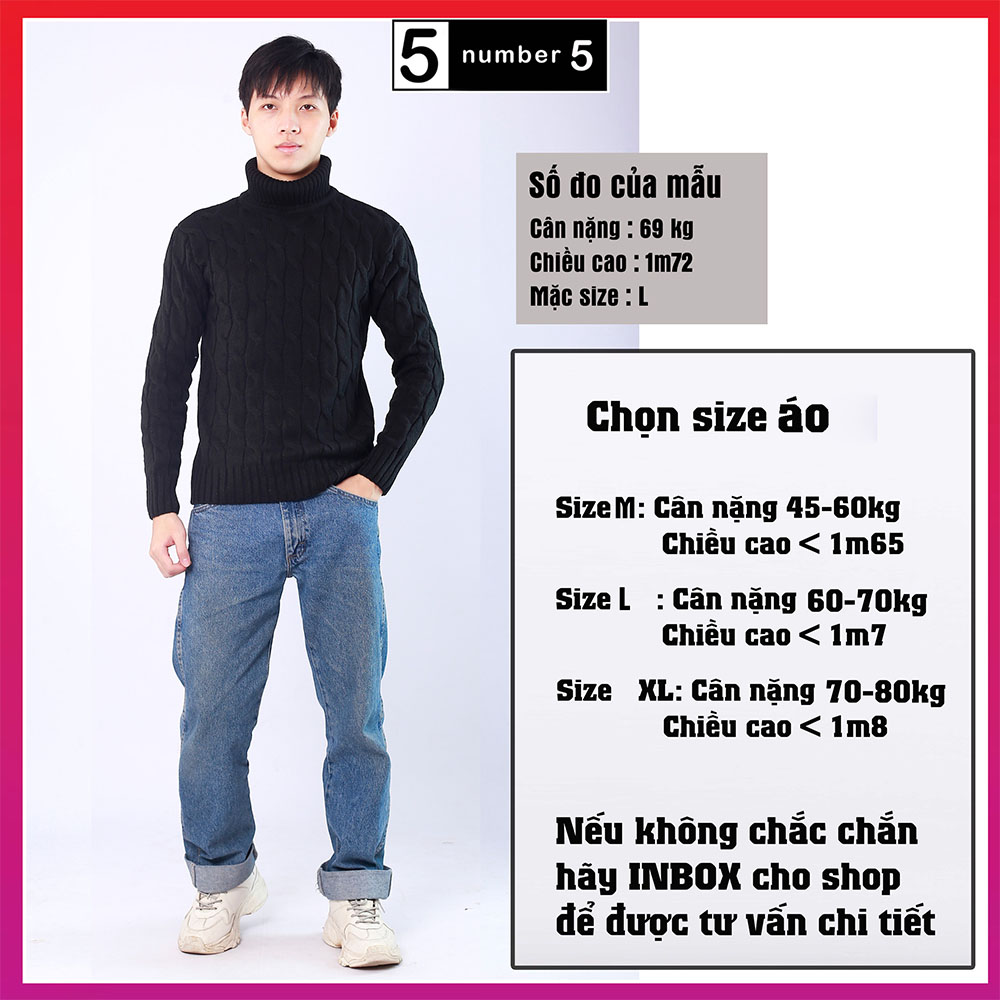 Áo Len Vặn Thừng Cổ Lọ NUMBER5 Mẫu Mới Nhất 2021