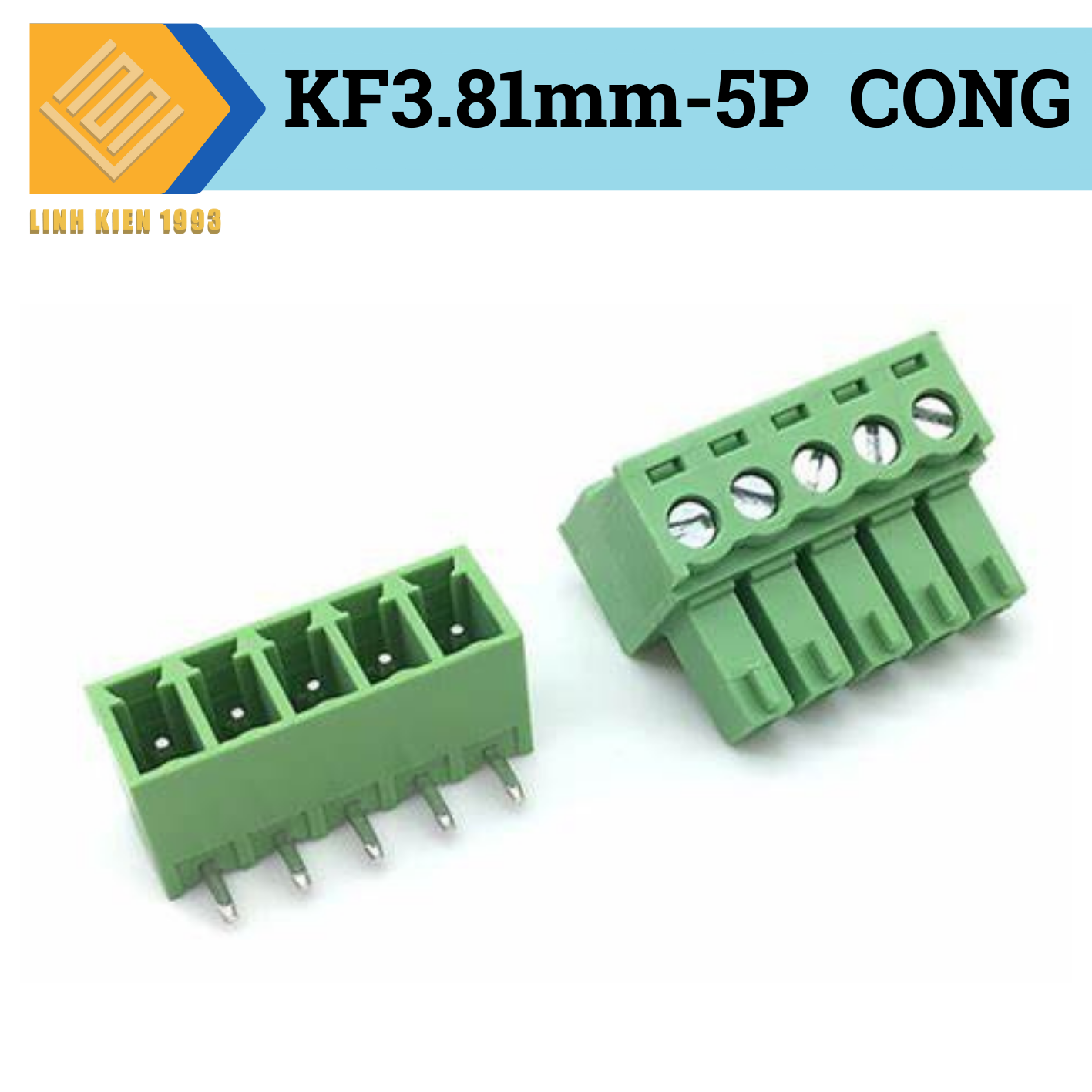 Terminal kf3.81-5r 300v 10a 5 chân cong