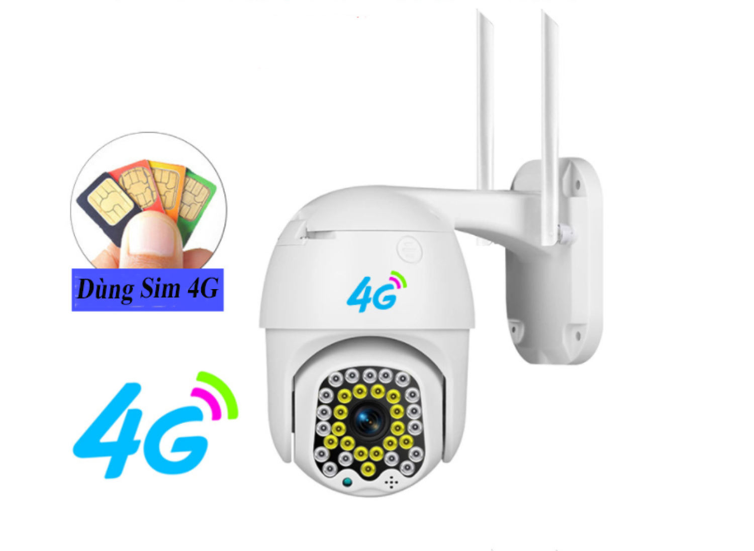 Camera IP Ngoài Trời D32S Dùng Sim 4G Độ Phân Giải 3.0Mpx Full HD Xoay 360 độ Hồng Ngoại Xa 1015m Có Màu Ban Đêm.