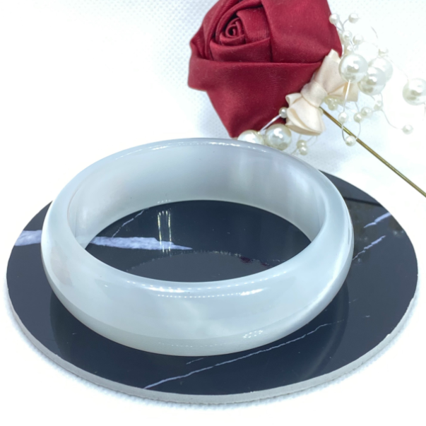 { SIÊU HOT } Vòng tay đá Mắt mèo trắng bản lớn tuyệt đẹp- đủ ni - đủ side- hình thực tế 100%.