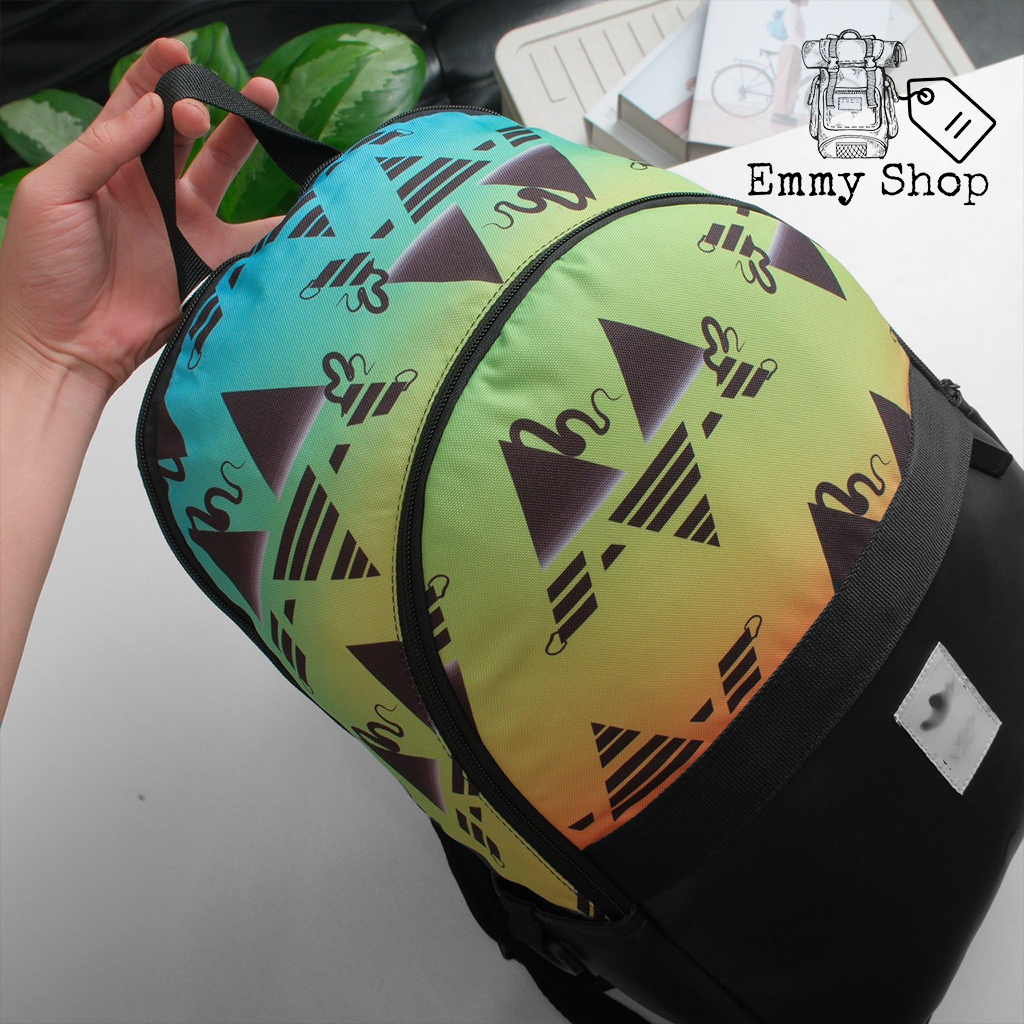 (KÈM QUÀ TẶNG) Balo thời trang 3 Sọc Graphic Backpack chất liệu Polyester chống thấm phối da simili