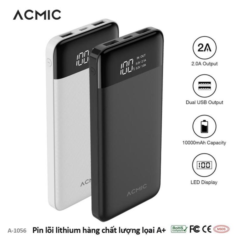 Giá Pin sạc dự phòng cao cấp dung lượng 10000mAh thiết kế màn hình LED hiển thị dung lượng pin, bảo hành 12 tháng ACMIC A-1056