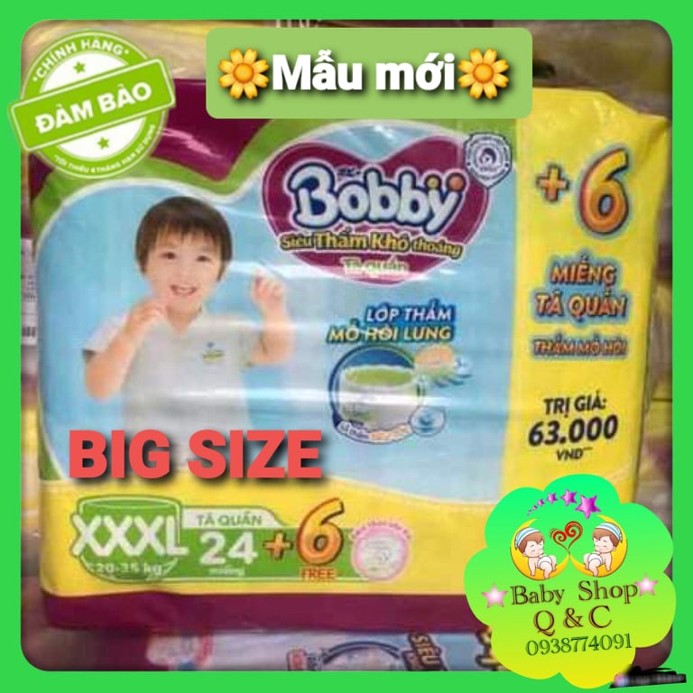 [HCM]**MẦU MỚI**TÃ QUẦN BOBBY BIG SIZE XXXL24+6 MIẾNG