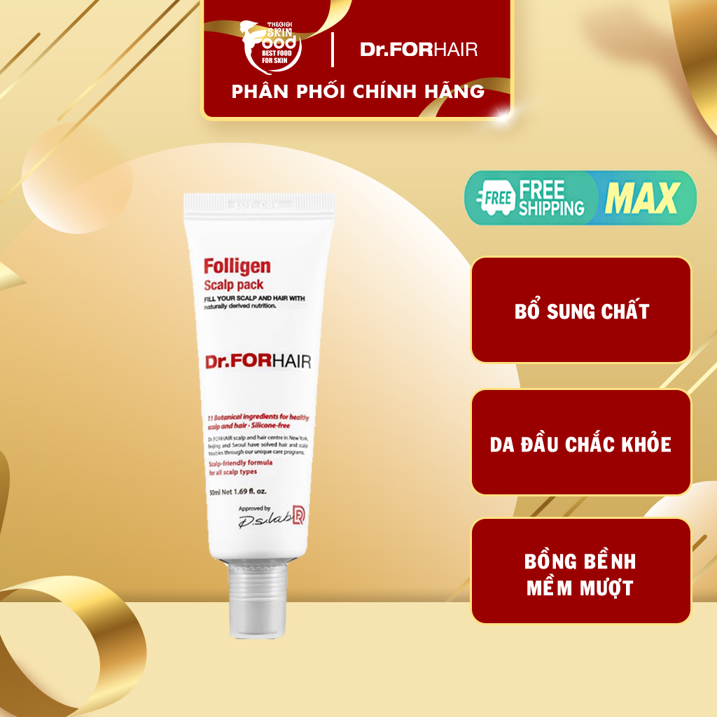 Dầu Xả Giảm Rụng Tóc, Chăm Sóc Da Đầu Dr.FORHAIR Folligen Scalp Pack 50ml