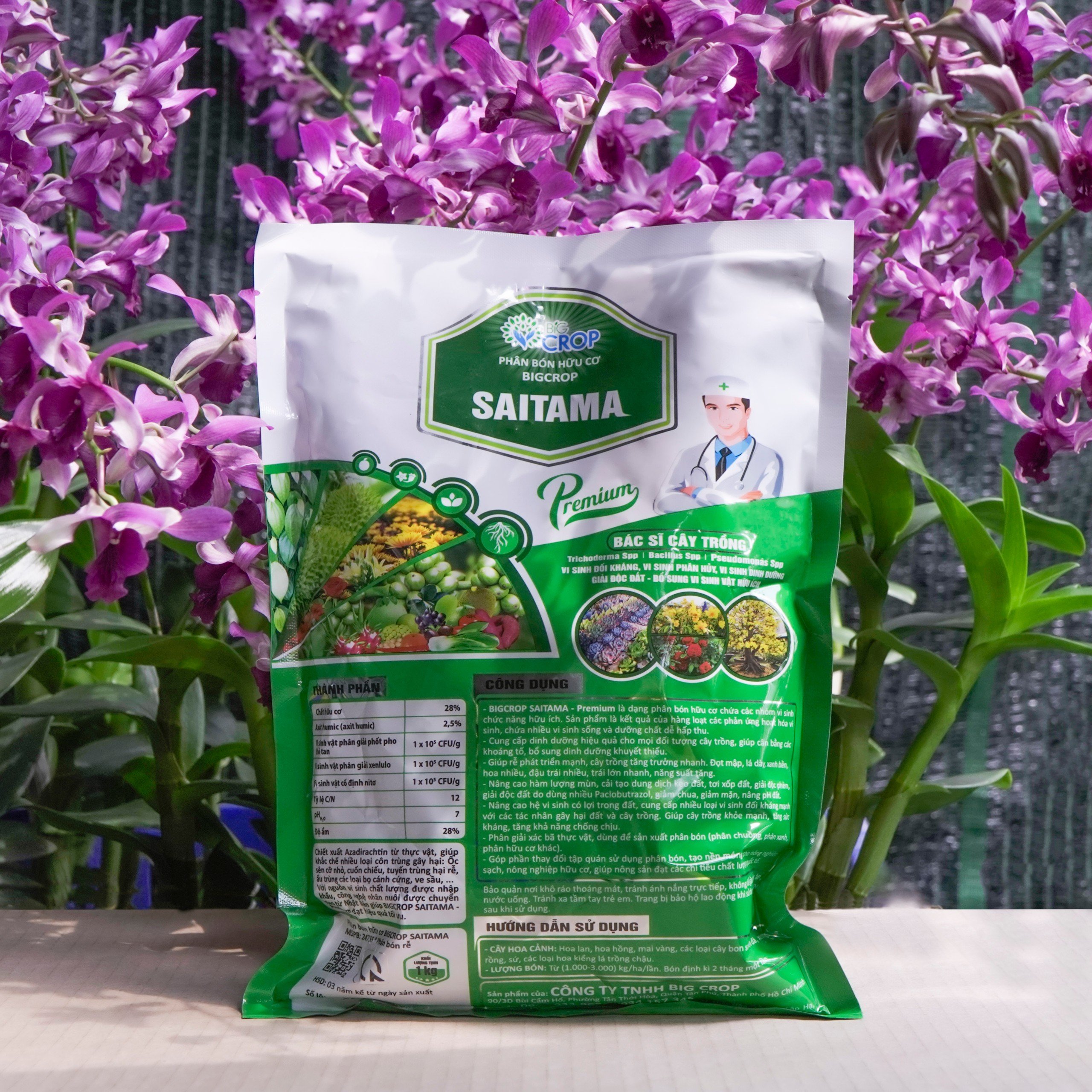 Goc247 - Phân tan chậm (VIÊN NÉN) hữu cơ vi sinh dùng cho phong lan, cây cảnh, hoa mai, hoa hồng, rau - Saitama 1kg/gói