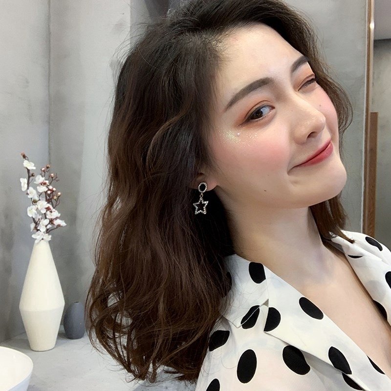 Bông tai đá đen mix đá lấp lánh TH74