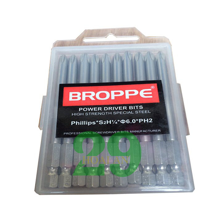 Mũi Vít Bake, Mũi Bắn Vít Chuôi Lục Giác Phi6 PH2 BROPPE cho máy khoan, bắn vít