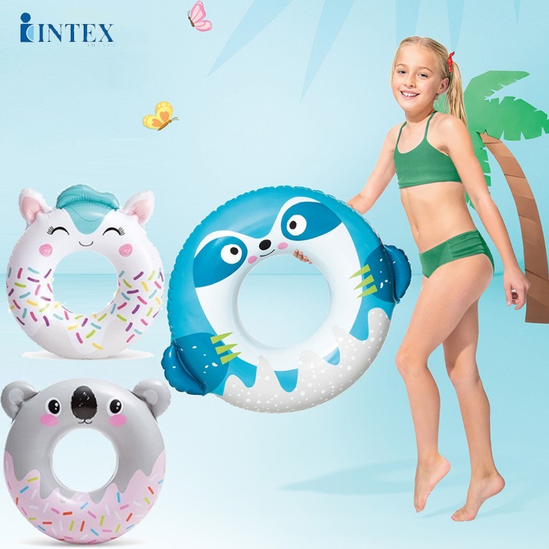 Phao bơi tròn hình thú đáng yêu cho bé INTEX 59266 phao bơi trẻ em, phao bơi tròn cho bé