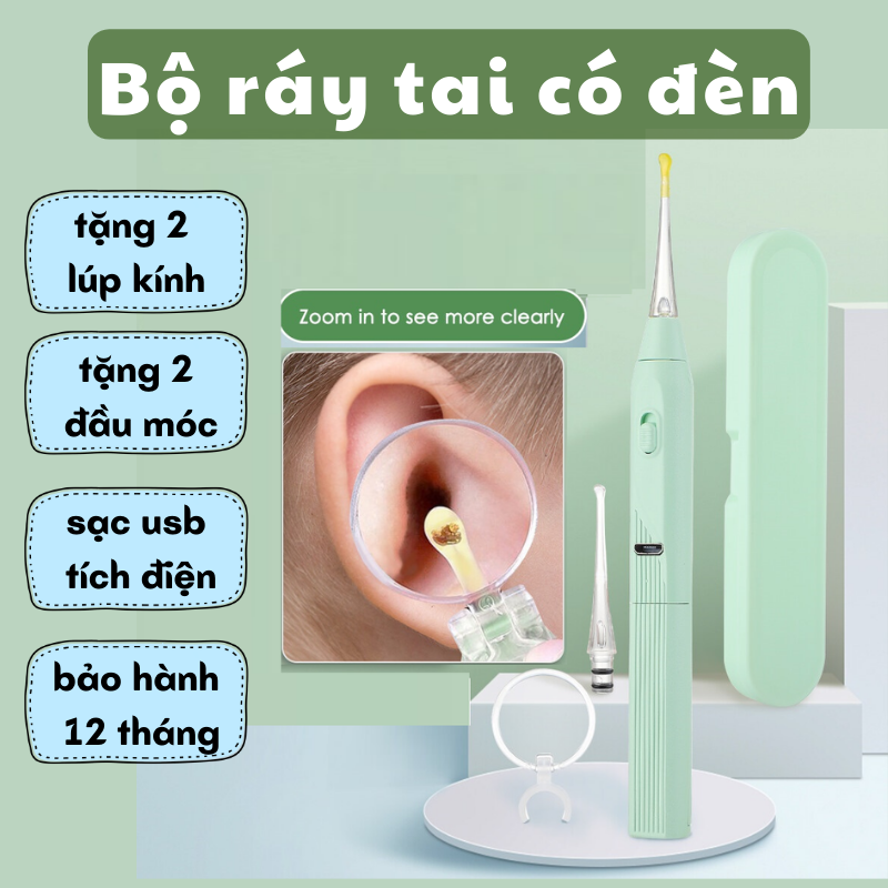 (FREESHIP) Bộ lấy ráy tai có đèn , dụng cụ lấy ráy tai cho bé an toàn ...