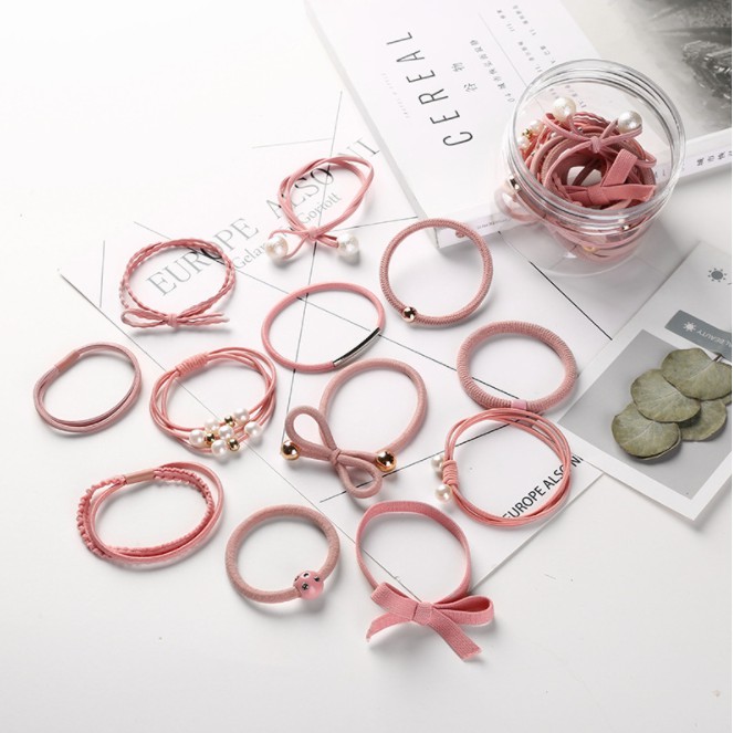 Set 12 Dây Cột Tóc Co Giãn Phong Cách Hàn Quốc Cho Nữ