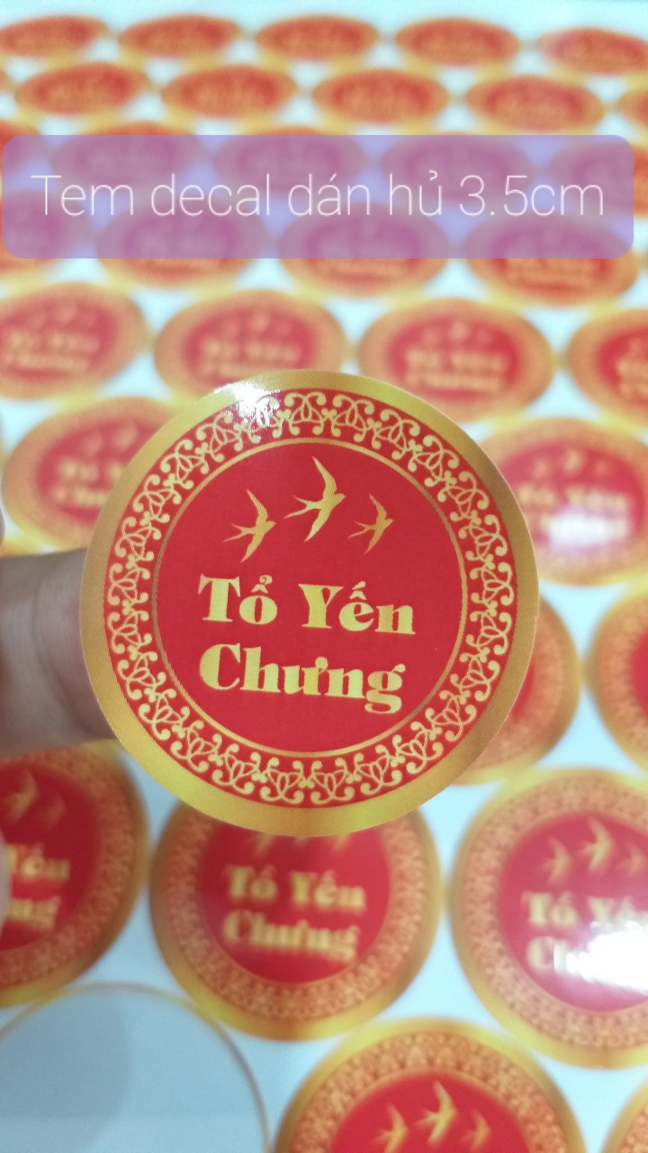 [HCM]Combo 10 Tem giấy dán hủ thủy tinh đựng yến