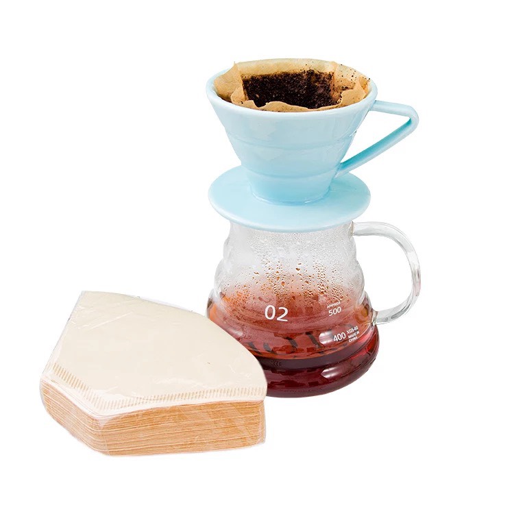 Bộ Bình Pha Drip V60 Phễu Sứ ( Bình 300ml + Phễu ) Đỏ, Vàng, Trằng, Xanh, đen