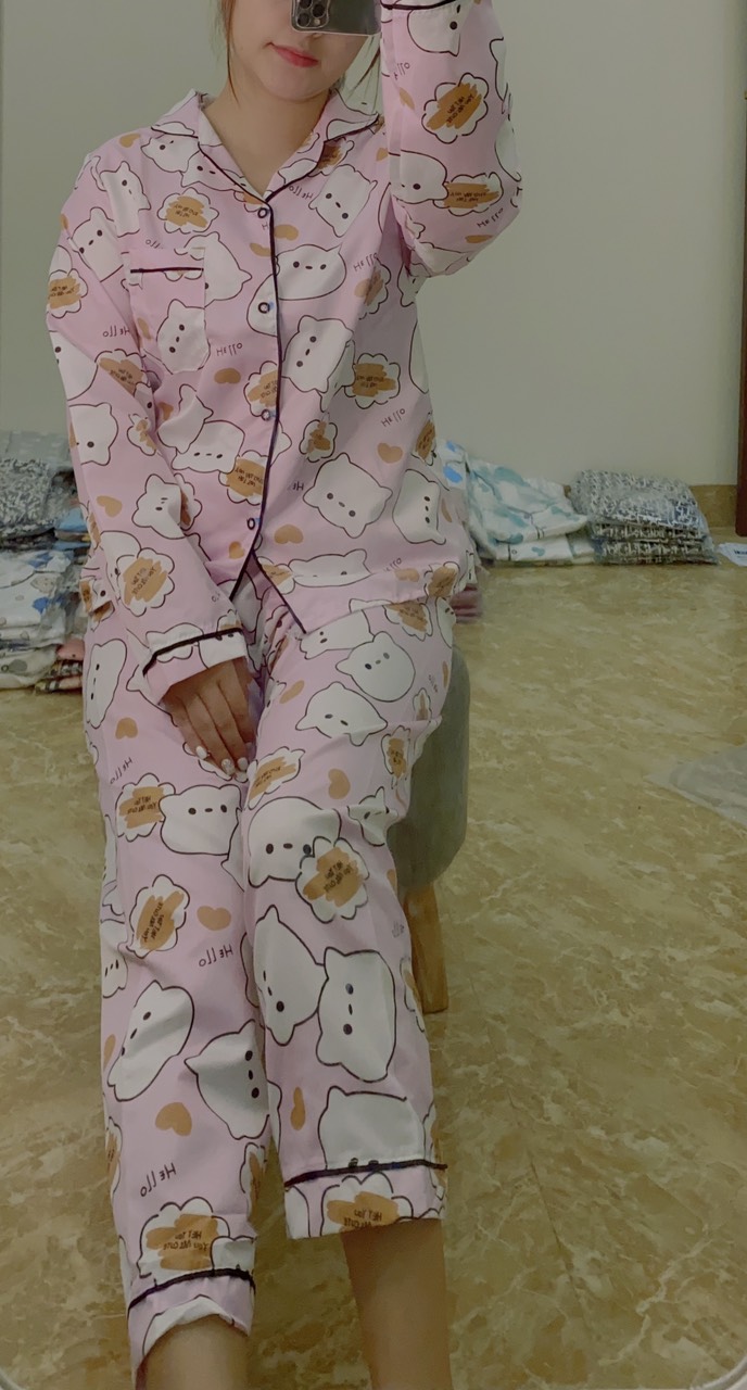 (Ib chọn mẫu) Pizama áo dài quần dài (40~60kg)