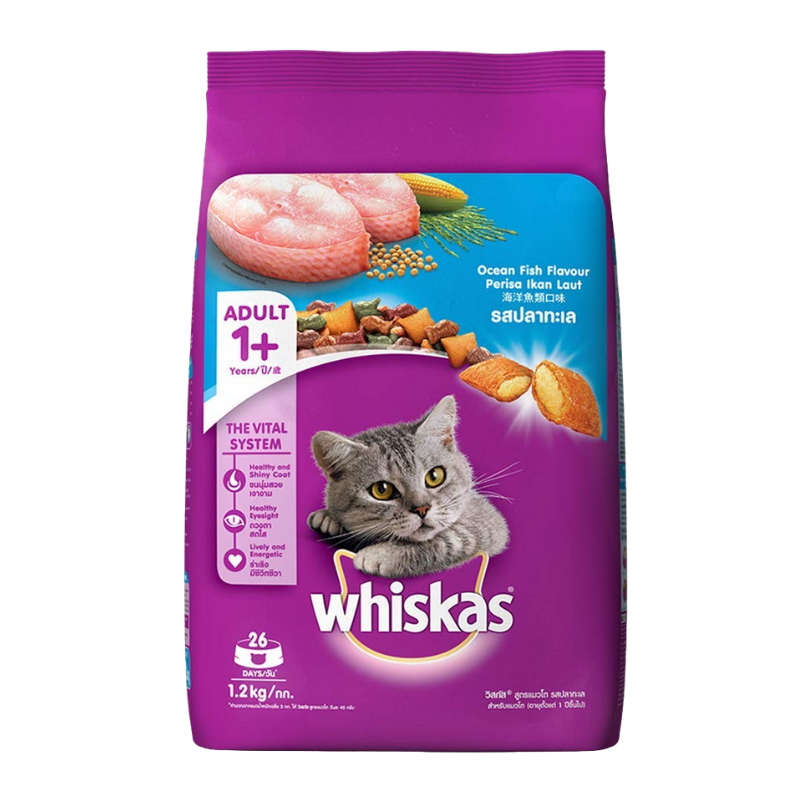 Thức Ăn Cho Mèo Whiskas Adult (1.2kg) ( vị Cá Ngừ, Cá Thu, Cá Biển)