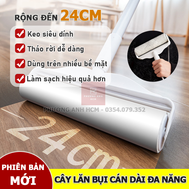 Cây Lăn Bụi Cán Dài Làm Sạch Quần Áo, Sàn Nhà, Ga Giường, Lông Chó Mèo - Độ Dài Tùy Chỉnh