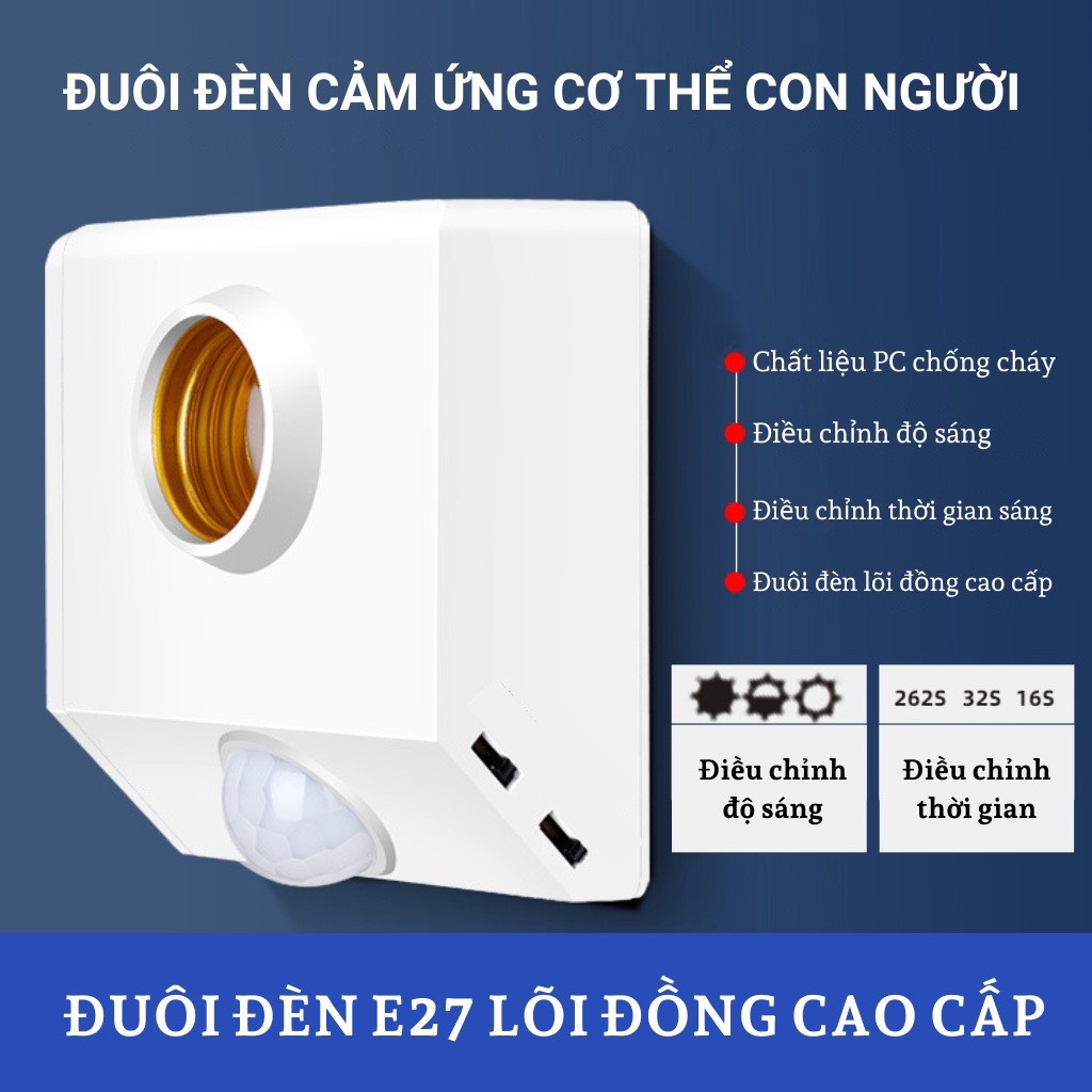 Đui đèn cảm ứng chuyển động hồng ngoại,đui đèn cảm biến hồng ngoại tự động,đui đèn cảm ứng cơ thể con người E27,đuôi đèn cảm biến,đui đèn cảm biến chuyển động cơ thể con người E27,đuôi đèn led E27,đế đèn cảm biến,đui bóng E27,chuôi đèn cảm ứng