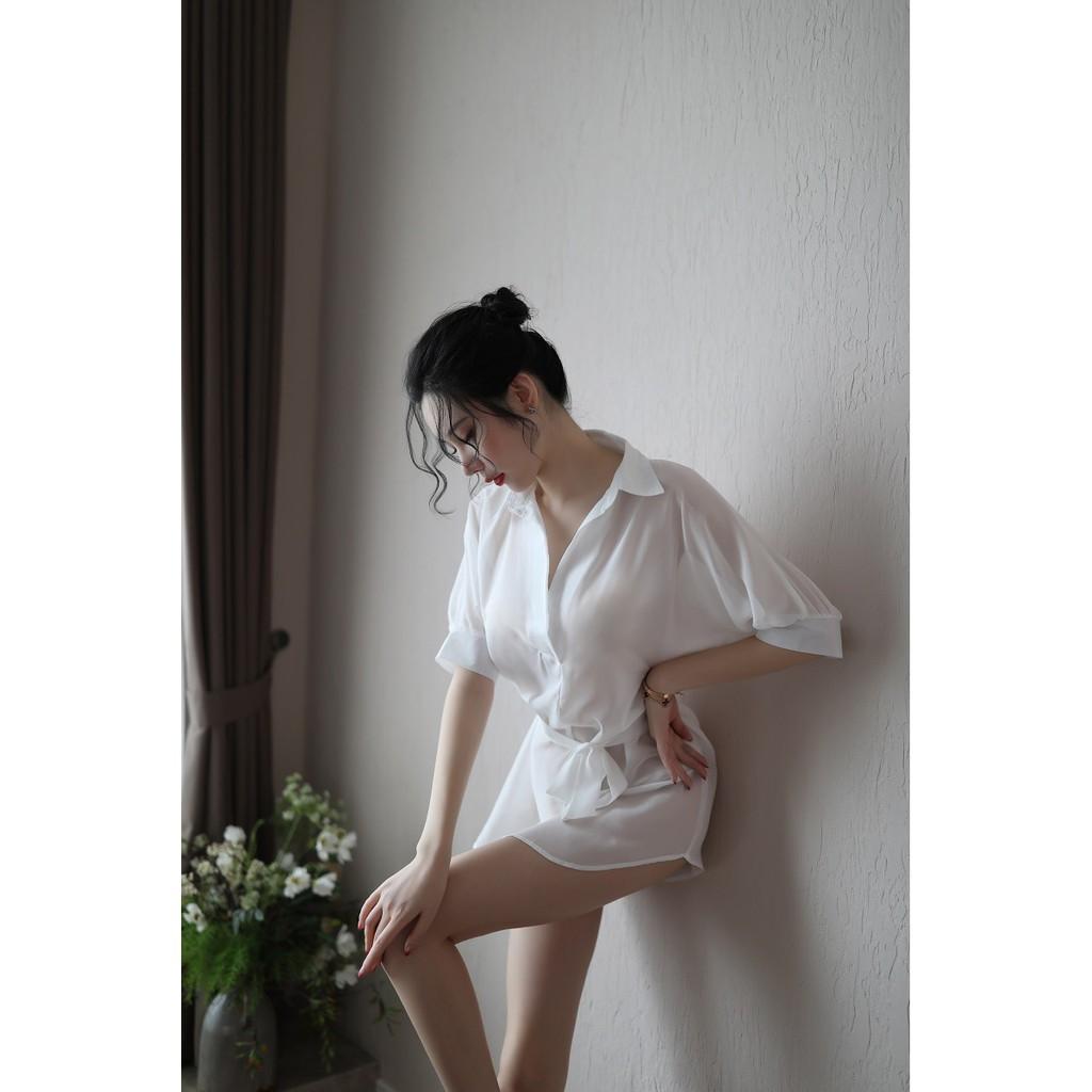 Đầm Ngủ Thun Kiểu Áo Sơ Mi Tay Lửng CDAN73
