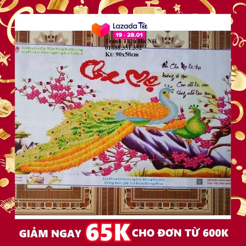 [HCM]Tranh Đính Đá Cha Mẹ DF309 Kích thước :90*50 cm