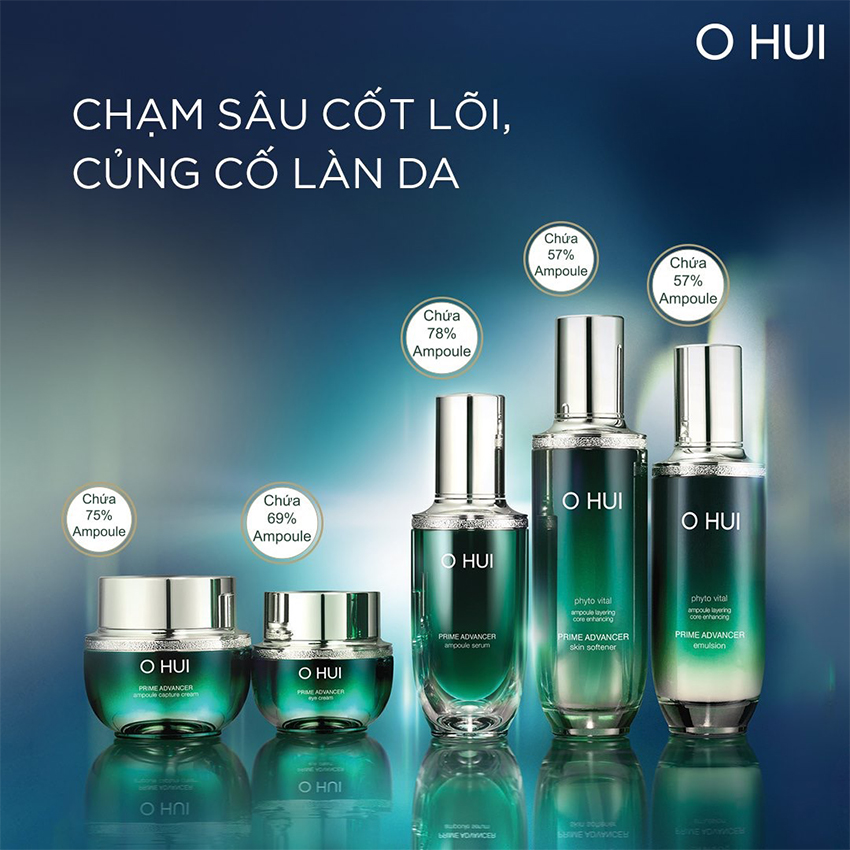 Tinh chất chống lão hóa OHUI Prime Advancer Ampoule Serum (4ml) - Serum Ohui xanh; tinh chất Ohui xanh