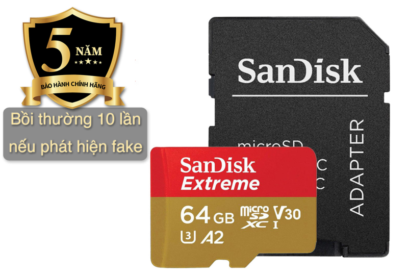 Thẻ Nhớ MicroSD SanDisk Extreme U3/V30 64GB, cam kết chính hãng 100%, Bảo hành 5 năm