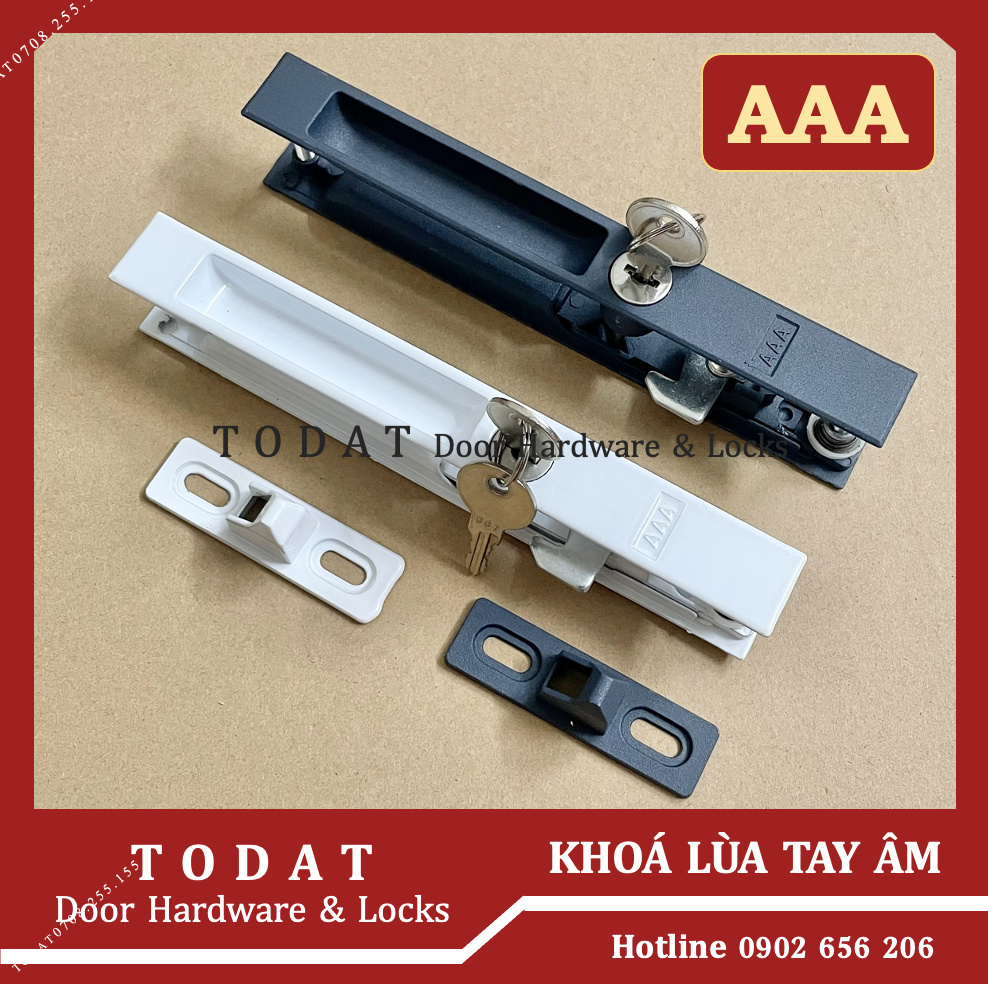 Khoá Lùa cửa nhôm tay âm liền