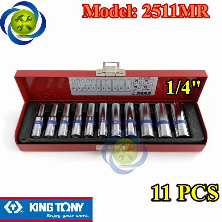 Bộ tuýp 1/4 kingtony 2511mr 11 chi tiết 4-13mm