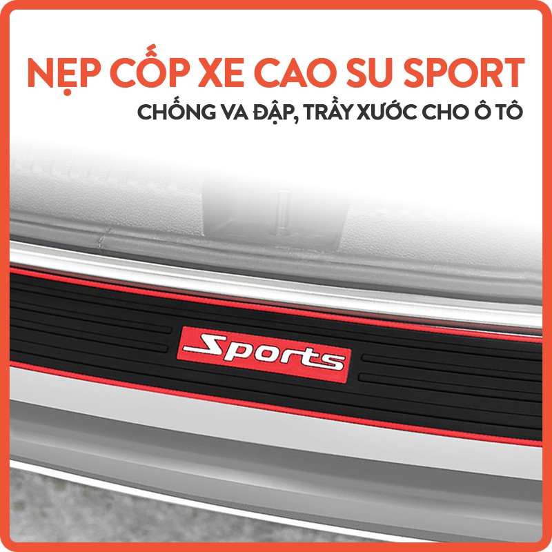 Nẹp Cốp Cao Su Dùng Cho Mọi Loại Xe - Logo Sports có sẵn keo dính 2 mặt ở sau dễ dàng lắp đặt, chống trầy xước xe