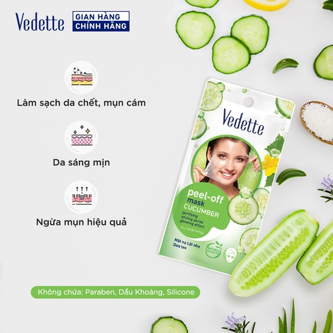 Mặt nạ lột nhẹ Vedette Dưa Leo 12ml